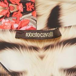 Pre Owned Roberto Cavalli Multicolor Printed Jersey Ruched Midi Dress L