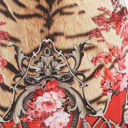 Pre Owned Roberto Cavalli Multicolor Printed Jersey Ruched Midi Dress L