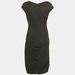 مملوكة مسبقًا فستان ميدي جيرسيه مطبوع أسود روبيرتو كافالي مقاس كبير - لارج