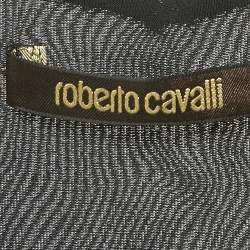 مملوكة مسبقًا فستان ميدي جيرسيه مطبوع أسود روبيرتو كافالي مقاس كبير - لارج