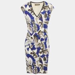 Pre Owned Roberto Cavalli Multicolor Printed Jersey Midi Dress L
