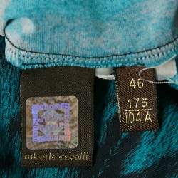 مملوكة مسبقًا Roberto Cavalli Blue Printed Jersey Midi Dress L