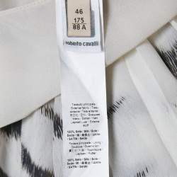 مملوكة مسبقًا تنورة ماكسي روبيرتو كافالي حرير مطبوعة رمادية مقاس كبير (لارج)