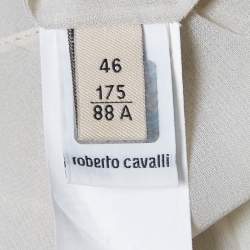 مملوكة مسبقًا تنورة ماكسي روبيرتو كافالي حرير مطبوعة رمادية مقاس كبير (لارج)