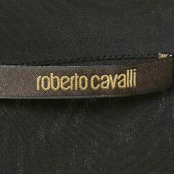 Pre Owned بلوزة روبيرتو كافالي طبعة زهور سوداء حرير متوسطة الحجم