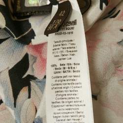 Pre Owned بلوزة روبيرتو كافالي طبعة زهور سوداء حرير متوسطة الحجم