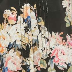 Pre Owned بلوزة روبيرتو كافالي طبعة زهور سوداء حرير متوسطة الحجم