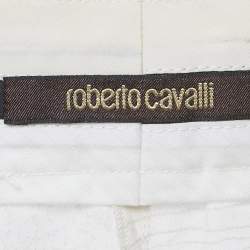 مملوكة مسبقًا Roberto Cavalli Beige Printed Silk Slim Fit Trousers M