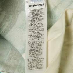 Pre Owned Roberto Cavalli Green Malachite Print Denim Shorts S