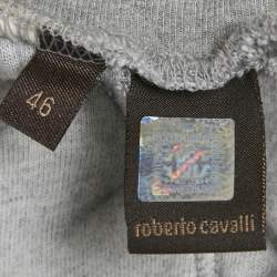 Pre Owned Roberto Cavalli Grey Velvet  Hooded Sweatshirt & Sweatpants L