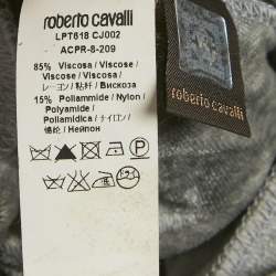 Pre Owned Roberto Cavalli Grey Velvet  Hooded Sweatshirt & Sweatpants L