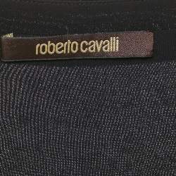 Pre Owned Roberto Cavalli Black/Blue Printed Jersey Mini Dress S