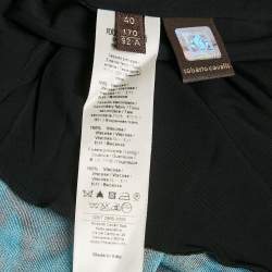 Pre Owned Roberto Cavalli Black/Blue Printed Jersey Mini Dress S