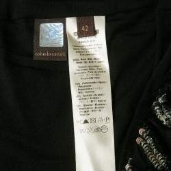 Pre Owned Roberto Cavalli Black Silk Sequin Mini Dress M
