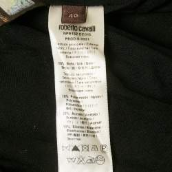 مملوكة مسبقًا فستان ميني ترتر حرير أسود روبيرتو كافالي مقاس صغير (سمول)