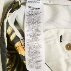 Pre Owned Roberto Cavalli Yellow Ray Of Gold Print Denim Shorts S/Waist 27"