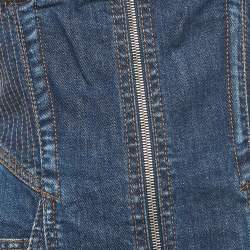 Pre Owned فستان روبرتو كافالي جينز مزين بصديرية أزرق قصير مقاس وسط (ميديوم)