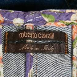 مملوكة مسبقًا Roberto Cavalli Blue Denim Embellished Bustier Mini Dress S