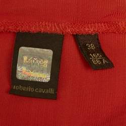 Pre Owned Roberto Cavalli Orange Jersey Draped Sleeveless Mini Dress S