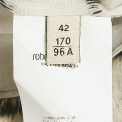 مملوكة مسبقًا Roberto Cavalli White/Black Zebra Print Silk Pussy Bow Shirt M