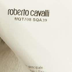 مملوكة مسبقًا Roberto Cavalli White/Black Zebra Print Silk Pussy Bow Shirt M