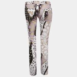 Pre Owned Roberto Cavalli Multicolor Printed Denim Jeans XS Waist 28"