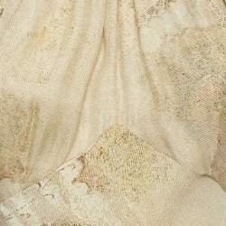 مملوكة مسبقًا فستان روبرتو كافالي بيج بطبعة بيزلي حرير مزين برباط الرقبة مقاس صغير جداً