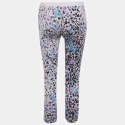 Pre Owned Roberto Cavalli White Printed Cotton Capri Pants XS
