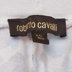 Pre Owned Roberto Cavalli White Printed Cotton Capri Pants XS