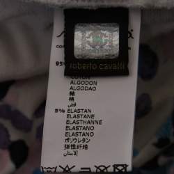 Pre Owned Roberto Cavalli White Printed Cotton Capri Pants XS