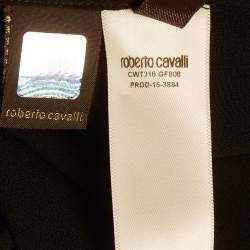 Pre Owned تنورة روبيرتو كافالي حرير بطبعة أسود/أبيض ماكسي مقاس صغير (سمول)