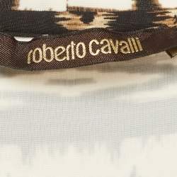 Pre Owned فسـتان روبرتـو كافالـي تـريكو مـطبع نقـش الحيـوانات متعـدد الألـوان قـصير مـقاس وسـط - مـيديــوم