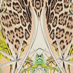 مملوكة مسبقًا تنورة روبيرتو كافالي ميني دانتيل وكريب مطاطي متعدد الألوان مقاس متوسط