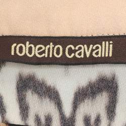 مملوكة مسبقًا تنورة روبيرتو كافالي ميني دانتيل وكريب مطاطي متعدد الألوان مقاس متوسط