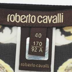 Pre Owned توب روبيرتو كافالي حزام حرير بطباعة أزهار متعدد الألوان أسود مقاس صغير (سمول)