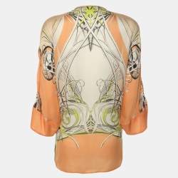 Pre Owned Roberto Cavalli Multicolor Printed Silk Top S