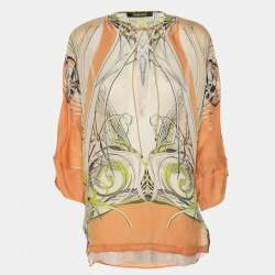 Pre Owned Roberto Cavalli Multicolor Printed Silk Top S