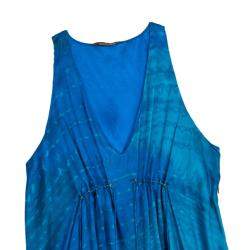 Pre Owned Roberto Cavalli Blue Silk Sleeveless Blouse L