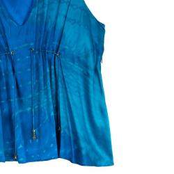 Pre Owned Roberto Cavalli Blue Silk Sleeveless Blouse L