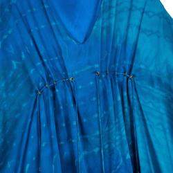 Pre Owned Roberto Cavalli Blue Silk Sleeveless Blouse L