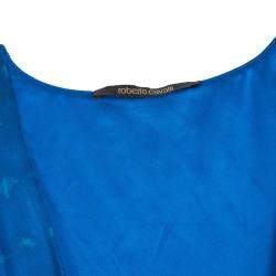Pre Owned Roberto Cavalli Blue Silk Sleeveless Blouse L