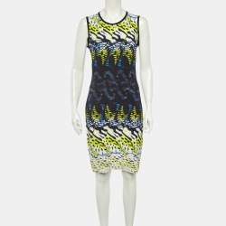 Pre Owned Roberto Cavalli Multicolor Printed Crepe Sleeveless Dress M