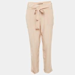 Pre Owned Roberto Cavalli Powder Pink Silk Belted Pants L