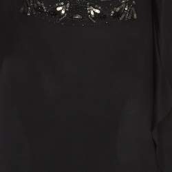 Pre Owned Roberto Cavalli Black Silk Embroidered Maxi Kaftan M