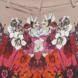Pre Owned Roberto Cavalli Pink Floral Print Crepe Trousers M