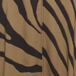 Pre Owned Roberto Cavalli Brown/Black Zebra Print Crepe Asymmetric Skirt M