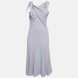 مملوكة مسبقًا Roberto Cavalli Lavender Rib Knit Flared Midi Dress M