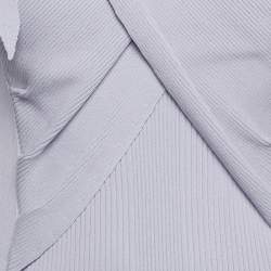 Pre Owned Roberto Cavalli Lavender Rib Knit Flared Midi Dress M