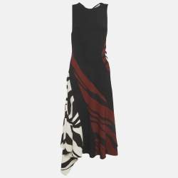 مملوكة مسبقًا Roberto Cavalli Multicolour Zebra Print Crepe Asymmetric Maxi Dress M