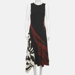 Pre Owned Roberto Cavalli Multicolour Zebra Print Crepe Asymmetric Maxi Dress M